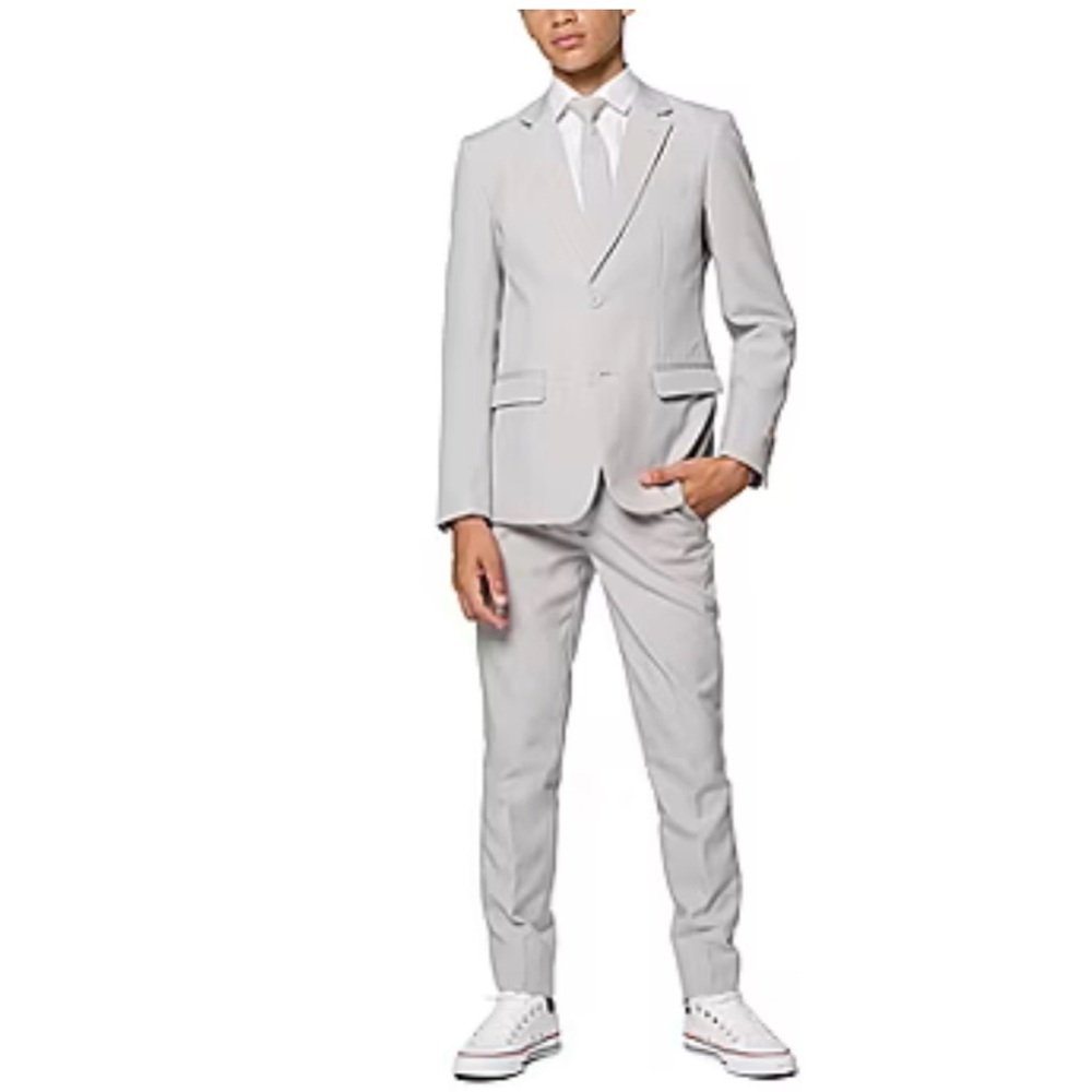 Opposuits Big Kid Boys 3-pc. Suit Set in groovy grey size 12Y & 16Y.